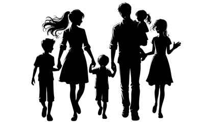 silhouettes of happy family