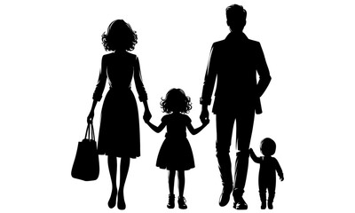 silhouettes of happy family
