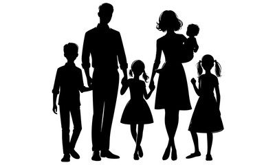 silhouettes of happy family
