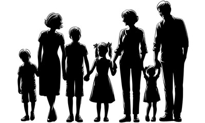 silhouettes of happy family