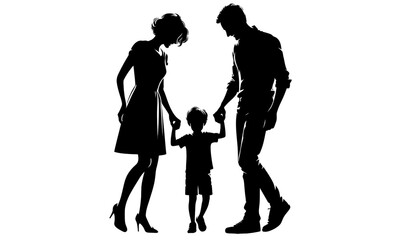 silhouettes of happy family