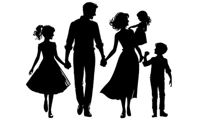 silhouettes of happy family
