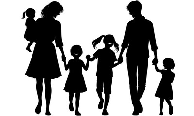 silhouettes of happy family