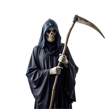 recommend clip art: scary grim reaper in black clothes with scythe
