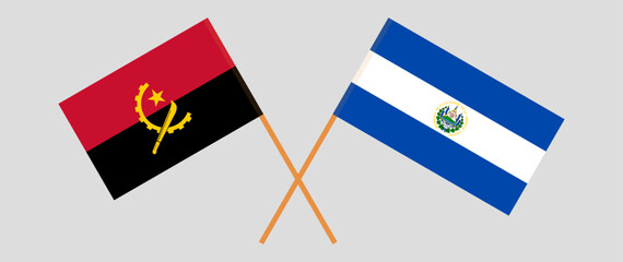 Crossed flags of Angola and El Salvador. Official colors. Correct proportion - obrazy, fototapety, plakaty