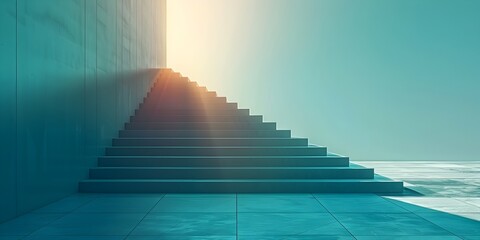 Ascending Staircase Casts a Skyward Shadow Symbolizing Business Growth Success and Future Opportunities