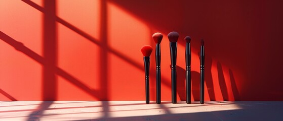 A minimalist ad for a makeup brush set designed for glowing looks