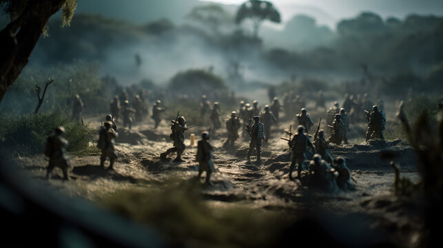 many toy soldiers on a field
