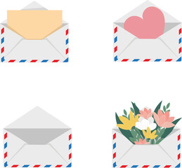  set of envelope with letter, card and flowers