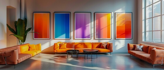 A series of abstract gradient prints for home decor, bringing a vibrant energy to interiors