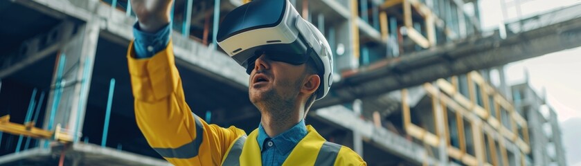 Engineers using VR for site planning, virtual models