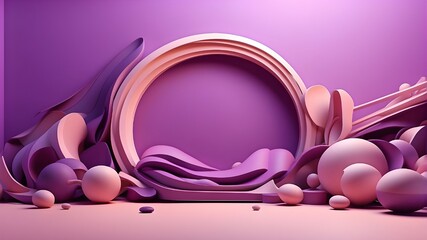 Modern illustration, purple background, abstract 3D render