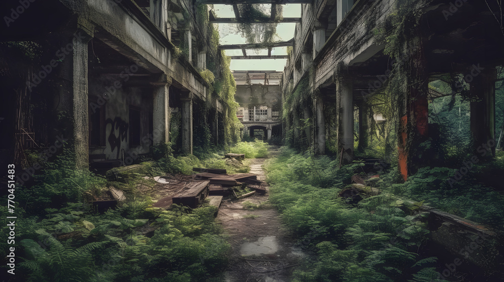 Poster the empty factory has fallen into an abandonment