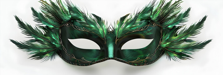 venetian carnival mask Victorian Feather Mask 'love Bird' Green & Black,Victorian Feather Mask 'love Bird' Green & Black. - obrazy, fototapety, plakaty