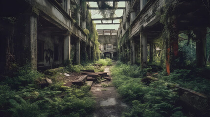 Fototapeta na wymiar the empty factory has fallen into an abandonment