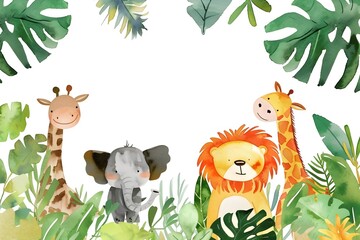 Vibrant Watercolor Safari Animals for Nursery Decor and Kids Educational Materials