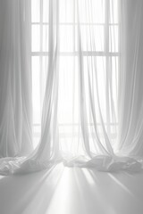 Sheer curtains with sunlight and shadows