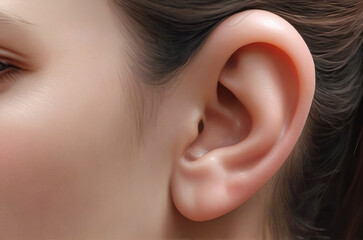 Close up puffy and big ear as otoplasty concept