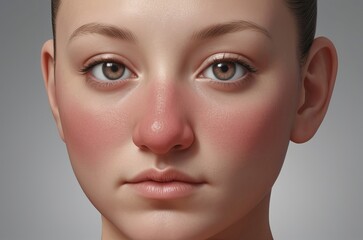 Cropped woman face with red puffy nose - obrazy, fototapety, plakaty