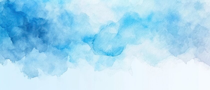 Blue watercolor stroke paint brush ink pastel on white background