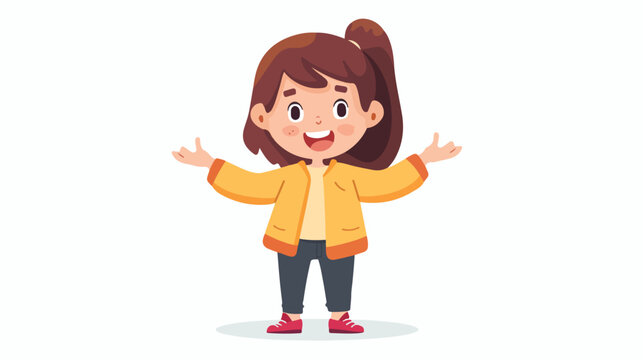 Welcome or invitation gesture with cute cartoon