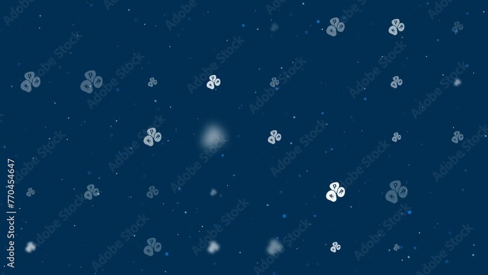Poster template animation of evenly spaced divination stones symbols of different sizes and opacity. animat