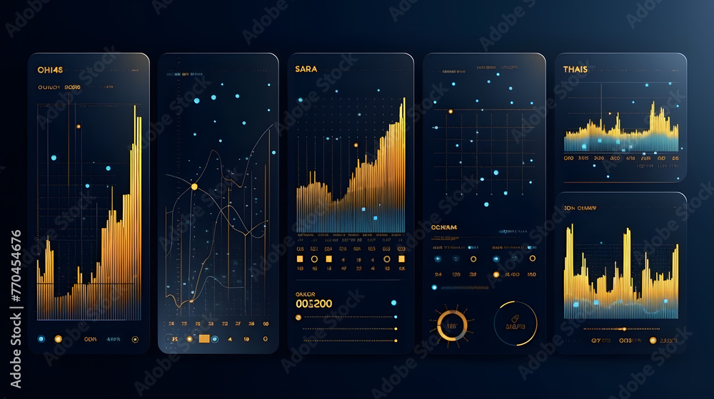 Poster a dark background with blue data and graphs