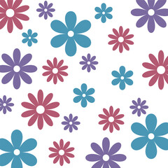 abstract square seamless patterns with vintage groovy  flowers. Retro floral vector background surface design, textile, stationery, wrapping paper, covers. 60s, 70s, 80s style