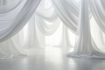 Foto op Canvas Elegant white drapes in a spacious room © grape_vein
