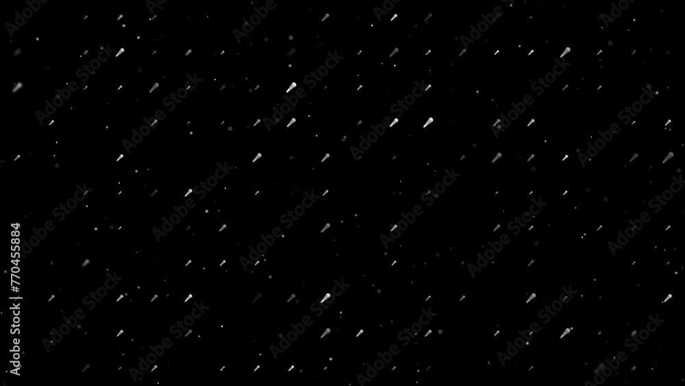 Poster template animation of evenly spaced microphone symbols of different sizes and opacity. animation of 