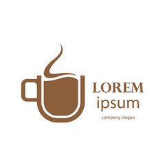 logo design of hot coffee in a glass with smoke