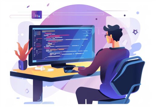 A backend developer who writes code on a computer