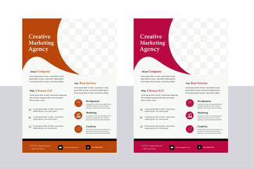 Business Flyer, Business Flyer Layout, Flyer, Corporate Business Flyer, a bundle of 2 templates of a4 flyer template. Orange Corporate business flyer mockup. Creative modern vector flier.