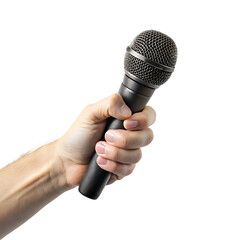 hand holding microphone isolated