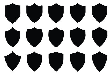 set of black shield icons set. Protect shield vector isolated on white background - obrazy, fototapety, plakaty