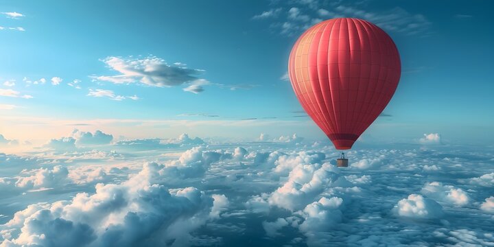 Hot Air Balloon Soaring Towards Clouds Uplifting Small Business Opportunities and