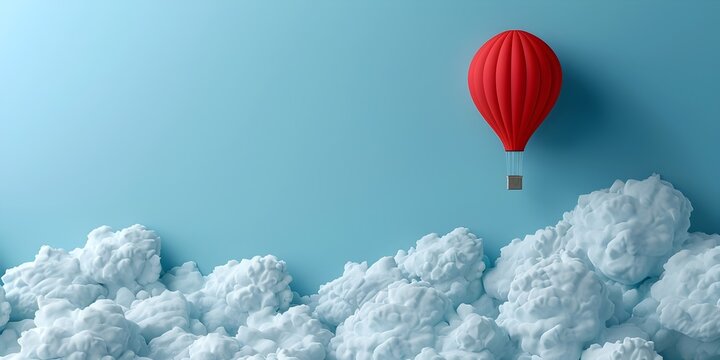 A Balloon Lifting a Small Business Upwards Towards the Clouds Symbolizing Growth Opportunity and Limitless Potential