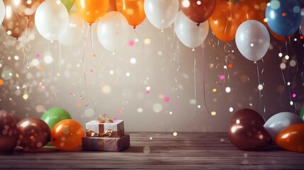 joyous celebration for adorned with colorful balloons, streamers, and heartfelt moments of love, gratitude, and appreciation.
 - obrazy, fototapety, plakaty