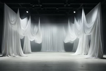 Foto op Canvas Elegant white curtains draping on stage © grape_vein