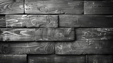   A black-and-white image of wooden planks forming a wall is displayed in the photograph