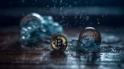 bitcoin on the table by ice