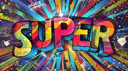 SUPER text in pop art style