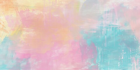 Abstract pastel watercolor background with a blend of soft pink, blue, and yellow hues with subtle textures.
