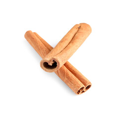 Two aromatic cinnamon sticks isolated on white
