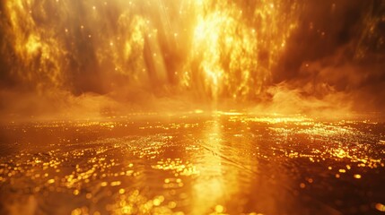 Abstract golden light streaks with bokeh, representing high-speed motion, technology, or data flow concept.