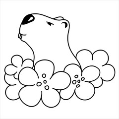 Capybara Cutwater Animal. Vector stock illustration. funny rodent.  cute Capybara. Drawing of an animal in doodle style.  isolated on a white background.