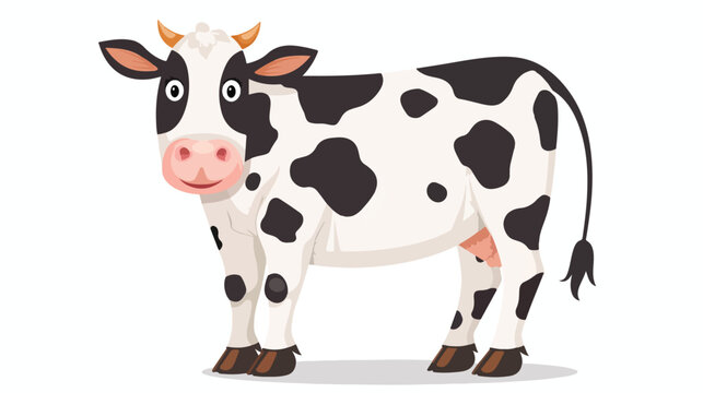 Cartoon cow on white background flat vector