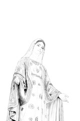 Beautiful Statue of Our lady of grace virgin Mary isolated on Vector illustration White Background high resolution for graphic decoration, suitable for both web and print media.