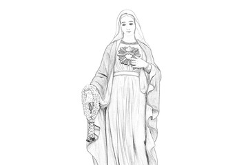Beautiful Statue of Our lady of grace virgin Mary isolated on Vector illustration White Background high resolution for graphic decoration, suitable for both web and print media.