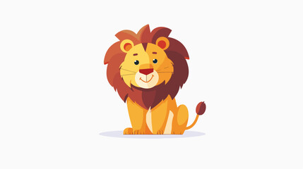 Cartoon Cute lion cartoon on white background flat vector